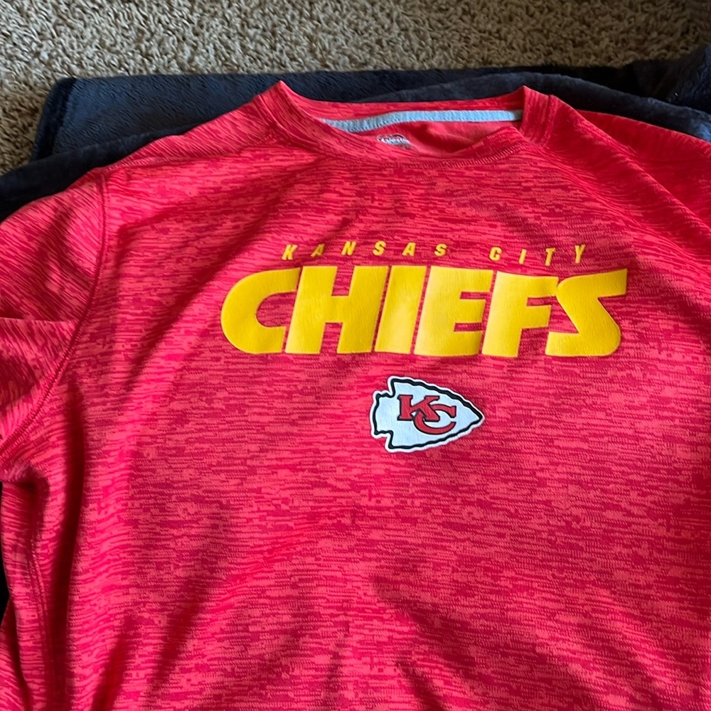 Majestic Red and Yellow Long Sleeve Chiefs Tee